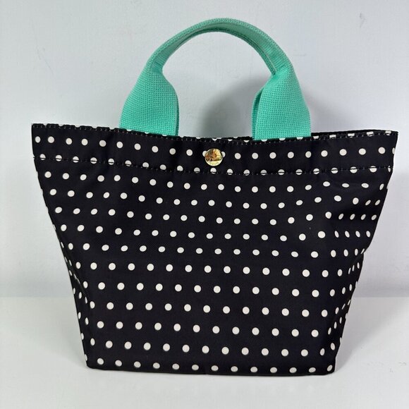 FOSSIL Nylon Black Bone Polka Dots Small Tote Shaper Bag - Picture 2 of 12